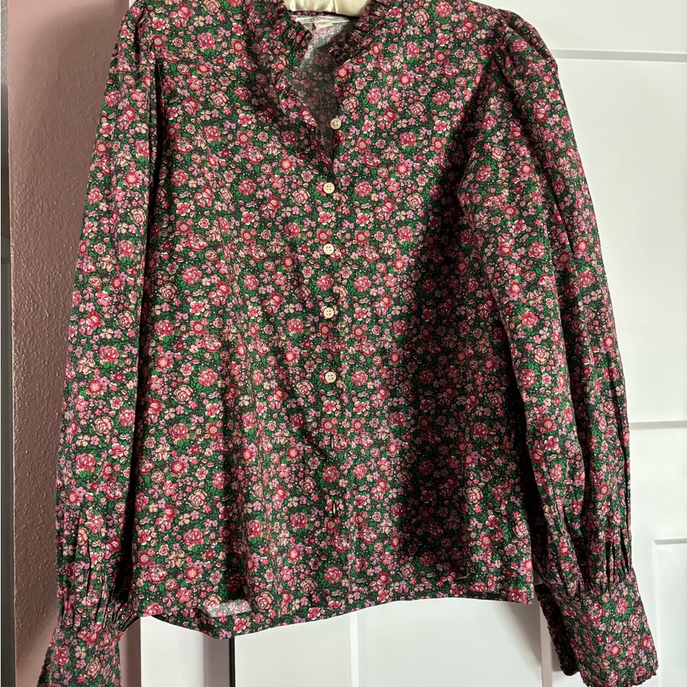 Doen Green and Pink Floral Top